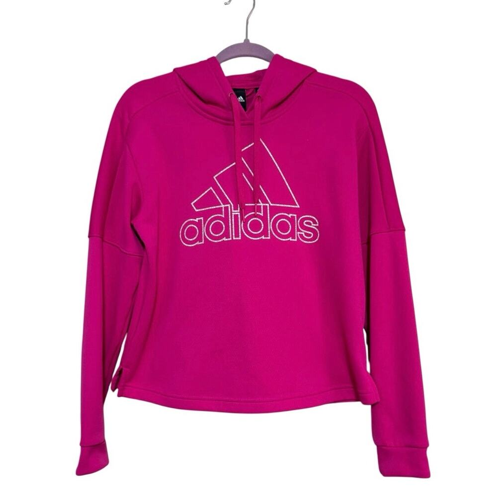 Adidas Women’s Medium Athletic Open Bottom Casual Pink Pullover Hoodie